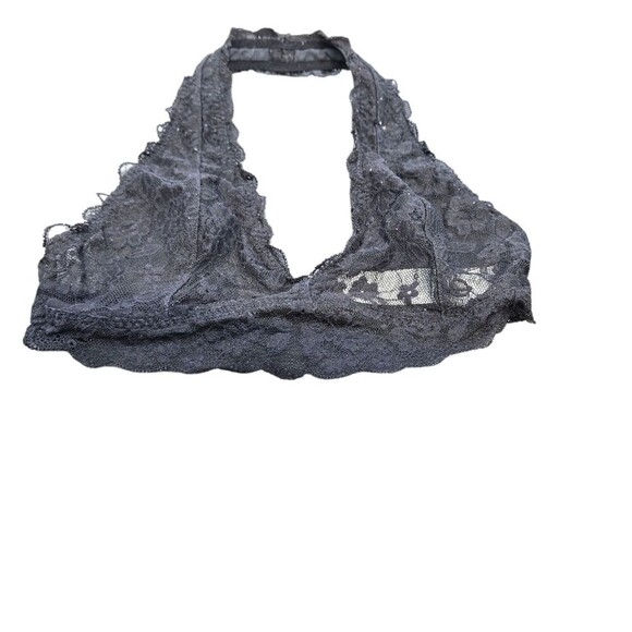 Gilly Hicks Top Womens XSmall Black Halter Bralette Lace V Neck Open Back Boho - Picture 2 of 16